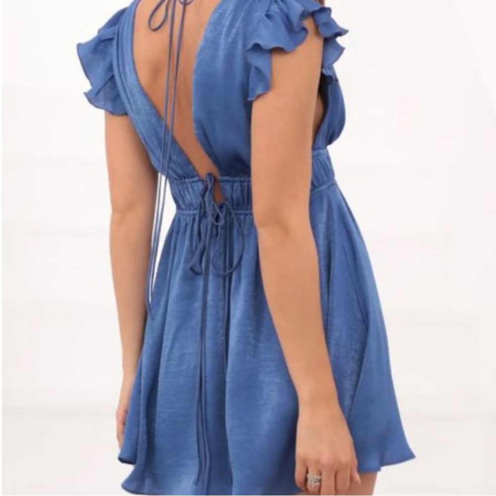 Lucy in the Sky Flutter Sleeve Deep V Mini Dress
